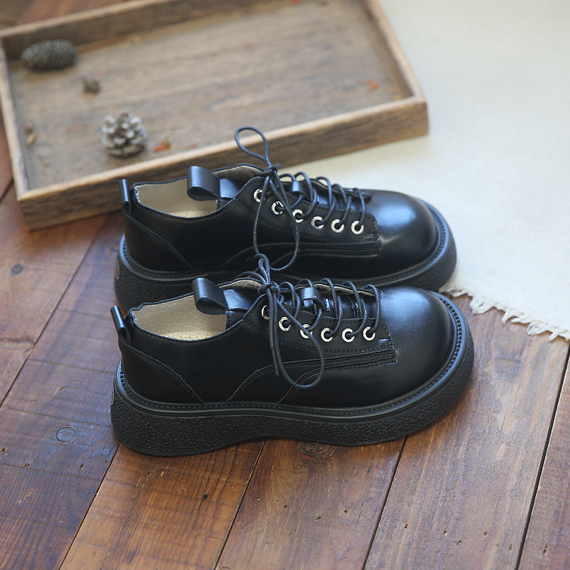 Women Retro Round Head Thick Soled Casual Shoes Newgew Shoes