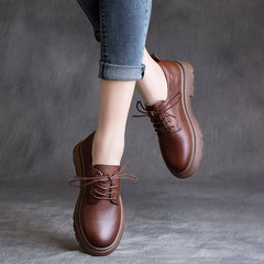 Women Flat Retro Leather Casual Shoes Newgew Shoes