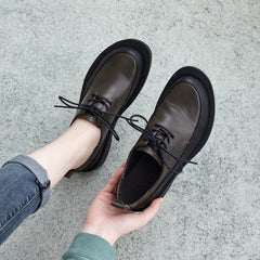 Women Color Matching Leather Casual Shoes Newgew Shoes