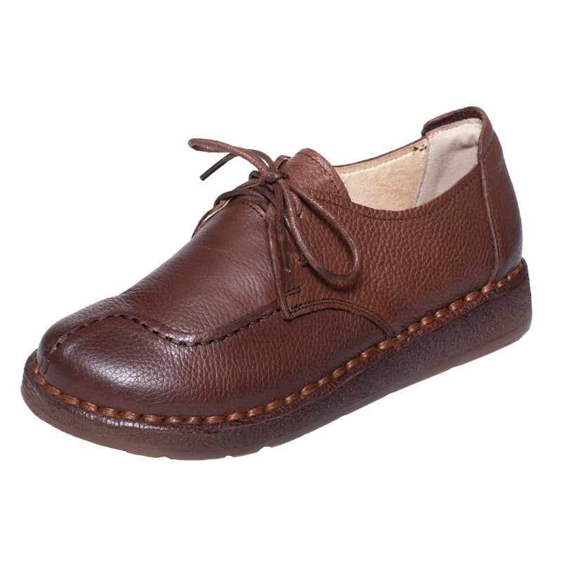 Women Autumn Retro Leather Handmade Casual Shoes Newgew Shoes