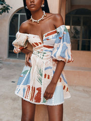 Modern Sophisticated Art Graffiti Floral Print Mini Dress Newgew Dresses