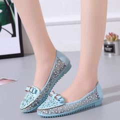 Elegant Applique Bowknot Decor Wedding Bridal Shoes Lace Split Joint Ballet Flats NewGew