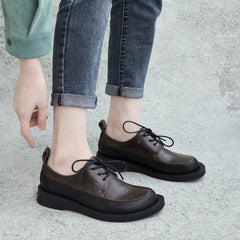 Women Color Matching Leather Casual Shoes Newgew Shoes