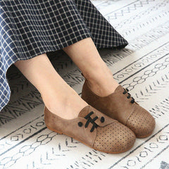 Women Retro Hollow Round Head Flats Newgew Shoes