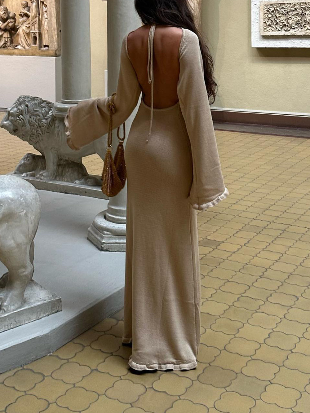 Elegant Solid Backless Maxi Dress Newgew Dresses
