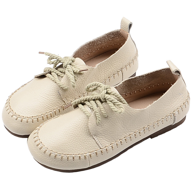 Women Retro Leather Flat Casual Shoes Newgew Shoes
