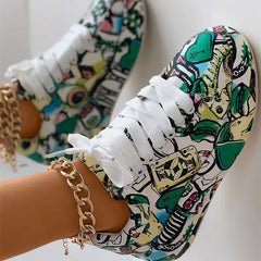 Fashion Casual Bandage Graffiti Round Comfortable Out Door Shoes NewGew