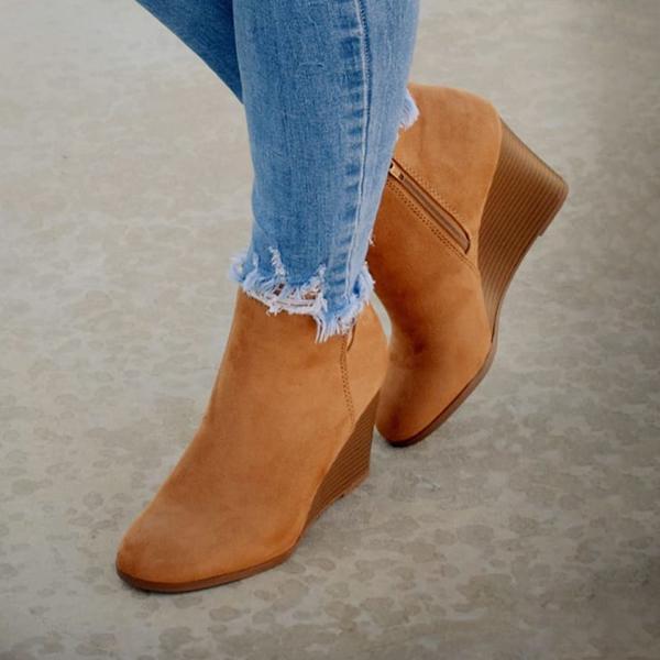 Side Slit Wedge Booties NewGew