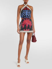 Unique Summer Print Halter Neck Mini Dress Newgew Dresses