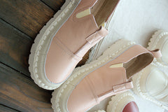 Women Retro Solid White Leather Casual Shoes Newgew Shoes