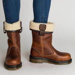 Plain Flat Round Toe Date Outdoor Mid Calf Flat Boots NewGew