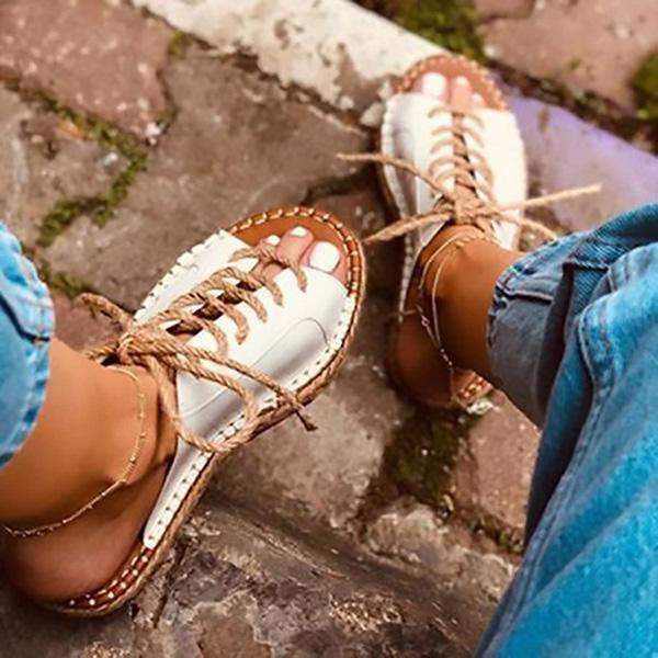 Comdy Lace-Up Flats Slippers NewGew