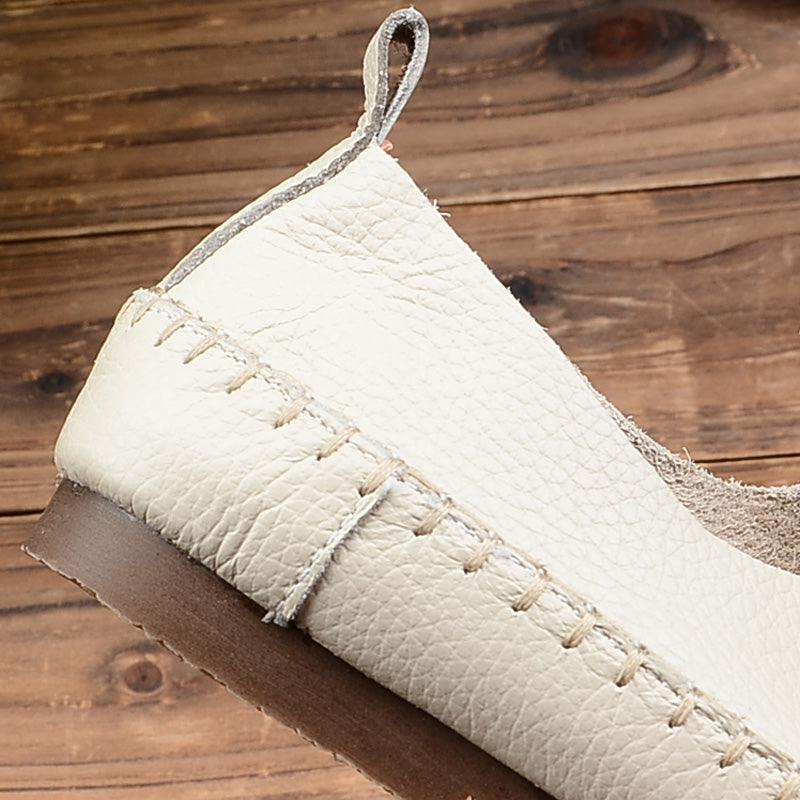 Women Retro Leather Flat Casual Shoes Newgew Shoes