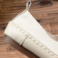 Women Retro Leather Flat Casual Shoes Newgew Shoes