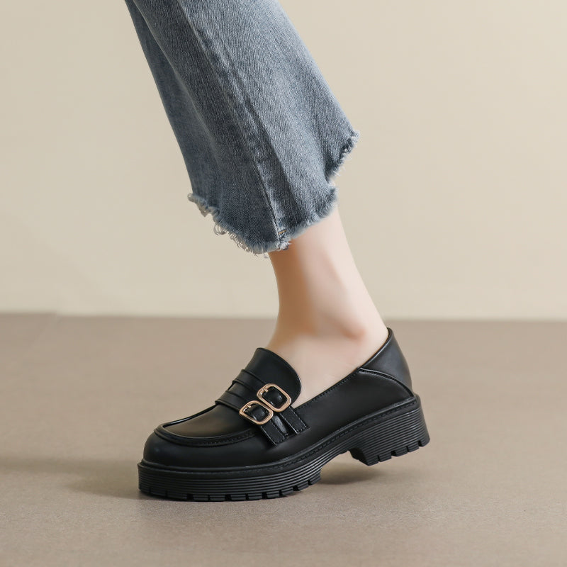 Women Retro Soft Minimalist Thick Soled Casual Loafers Newgew Shoes