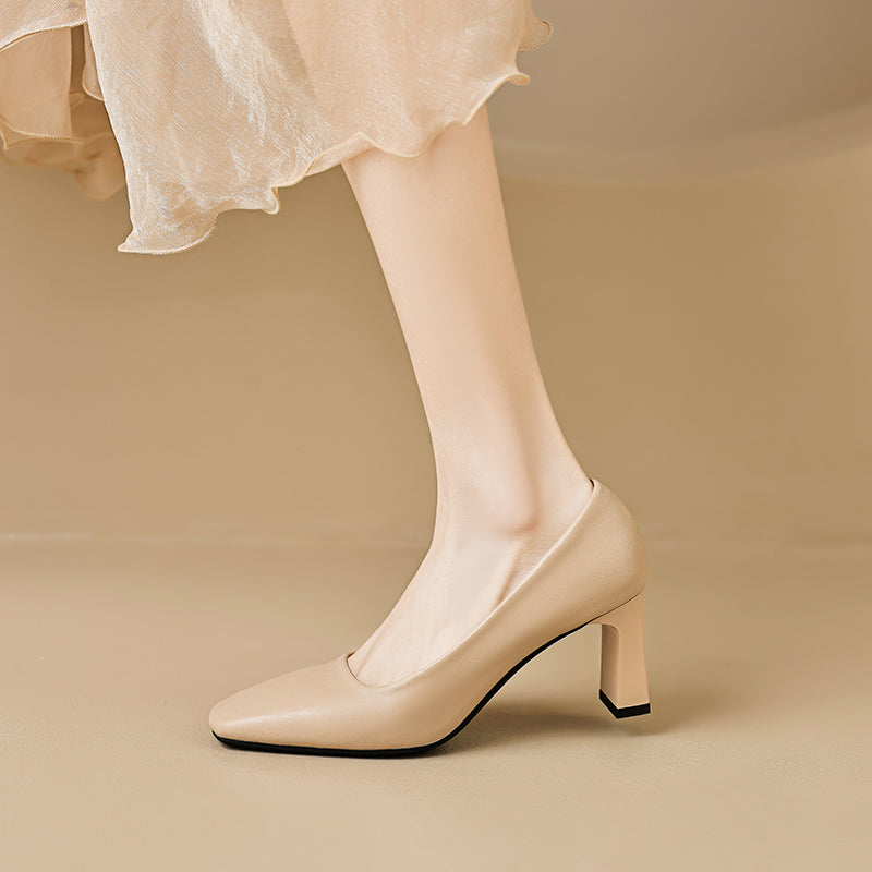 Women Casual Stylish Minimalist Chunky Heel Pumps Newgew Shoes