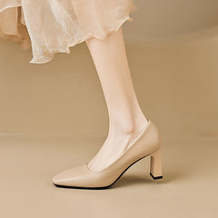 Women Casual Stylish Minimalist Chunky Heel Pumps Newgew Shoes