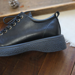 Women Retro Lace Up Round Head Casual Shoes Newgew Shoes