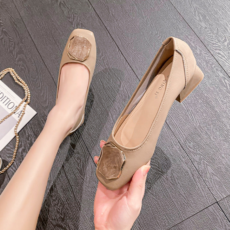 Women Fashion Casual Low Chunky Heel Pumps Newgew Shoes