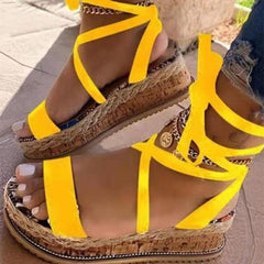 Fashion Casual Bandage Patchwork Round Comfortable Wedges Shoes NewGew