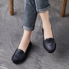 Women Retro Leather Handcraft Lug Sole Loafers Newgew Shoes