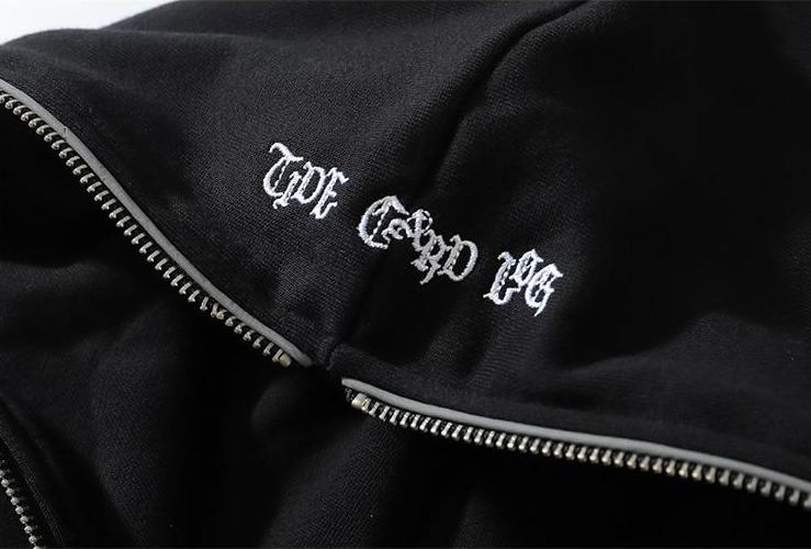 Gothic Print Full Zip Hoodie Newgew