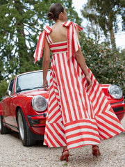 Hidden Striped Turtle High Waisted Maxi Dress-Poppy & Antique Stripe Newgew Dresses