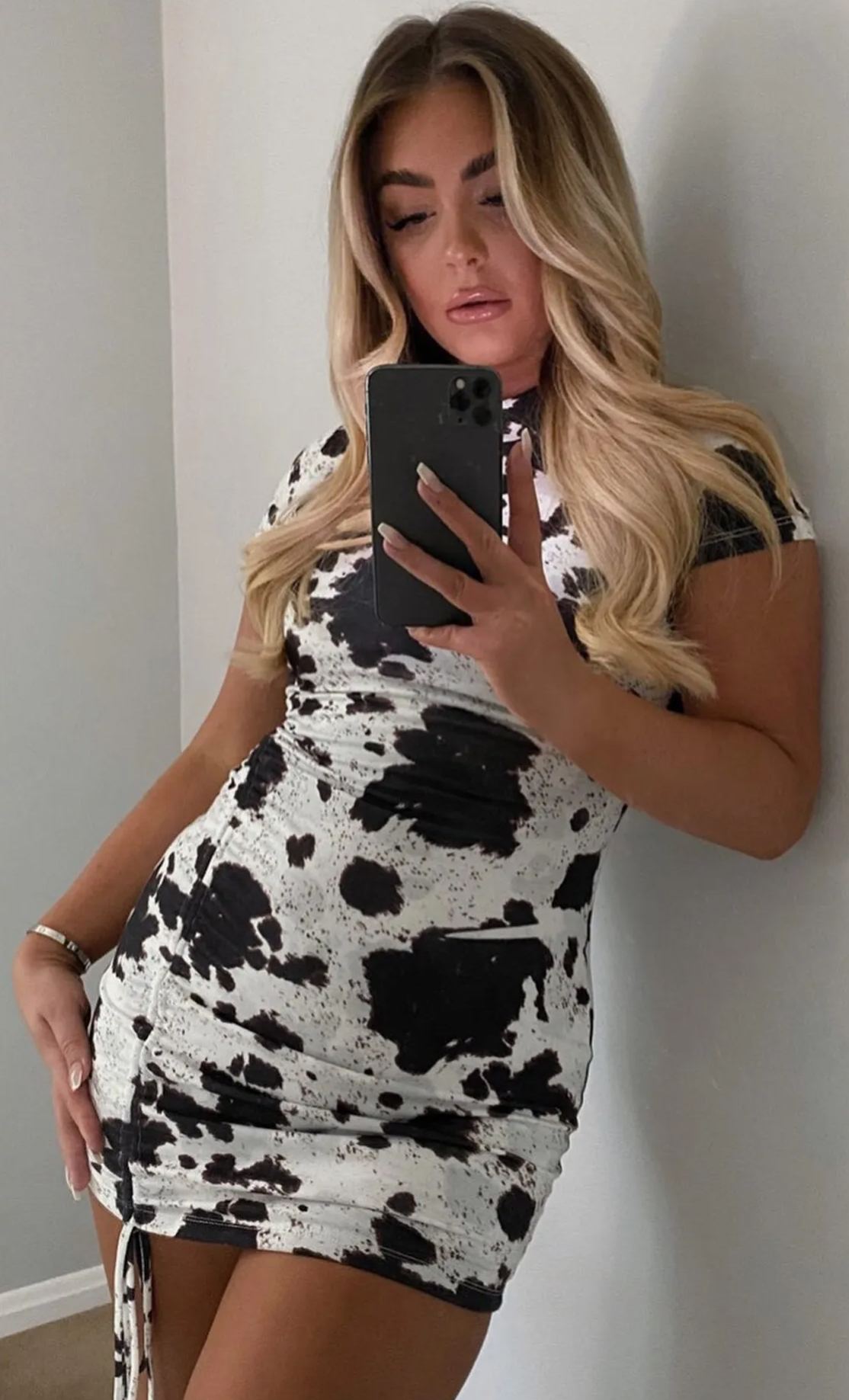 Cowboy Western Style Cow-Print Mini Dress Newgew Dresses