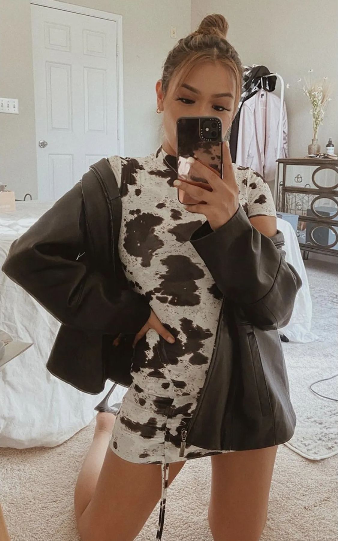 Cowboy Western Style Cow-Print Mini Dress Newgew Dresses