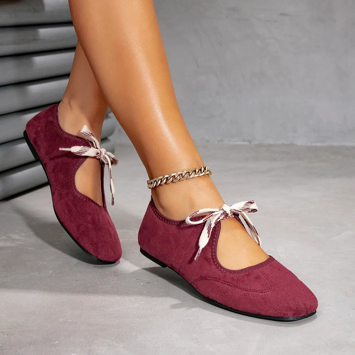 Comfortable Square-Toed Flat Shoes Newgew