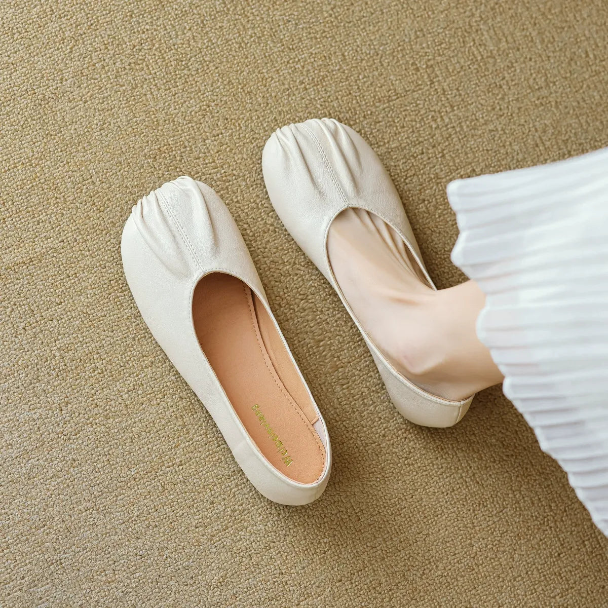 Round Toed Pleated One-Foot Shoes Newgew