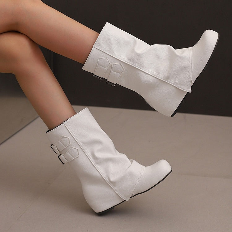 Square Toe Height-Enhancing Ankle Boots Newgew