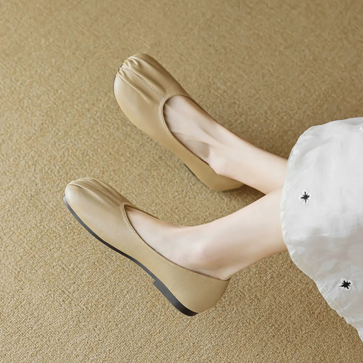Round Toed Pleated One-Foot Shoes Newgew