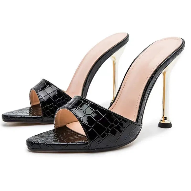 Snake Print Pointed Toe Sandals Newgew
