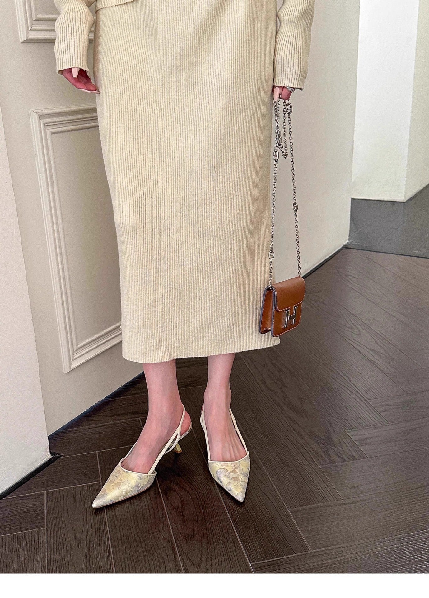 Embroidered Pointed High Heels Newgew