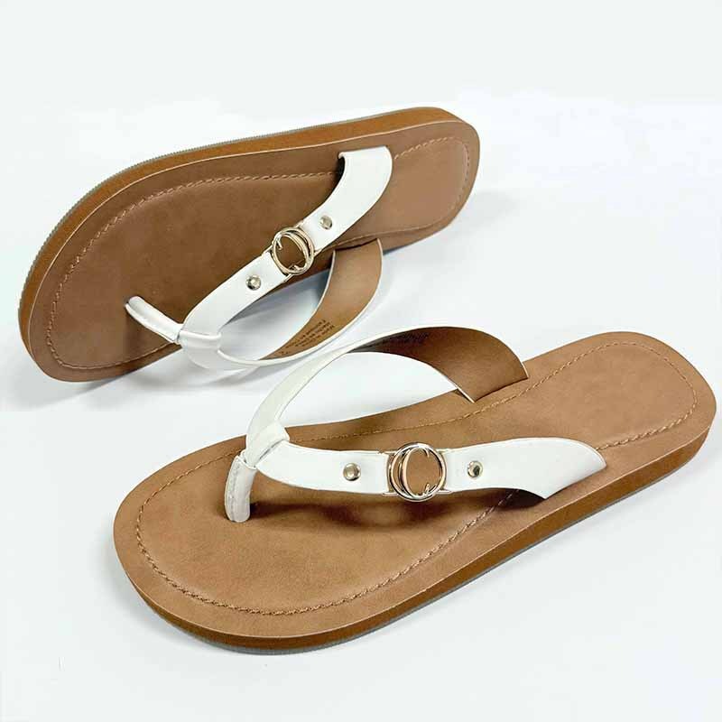 Solid-Colored Flip-Flops Flat Shoes Newgew