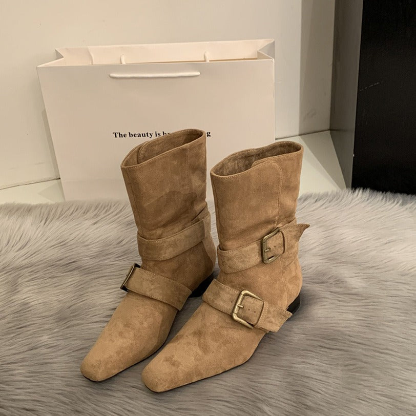 British-Style Wide-Mouthed Ankle Boots Newgew