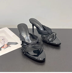 Bows And High-Heeled Slip-On Shoes