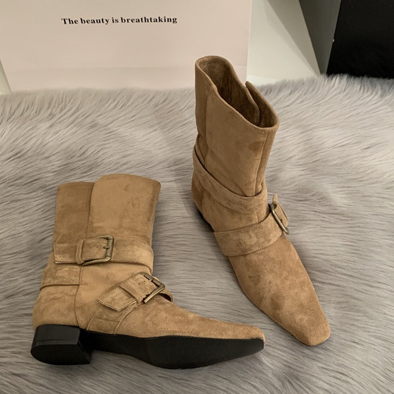 British-Style Wide-Mouthed Ankle Boots Newgew