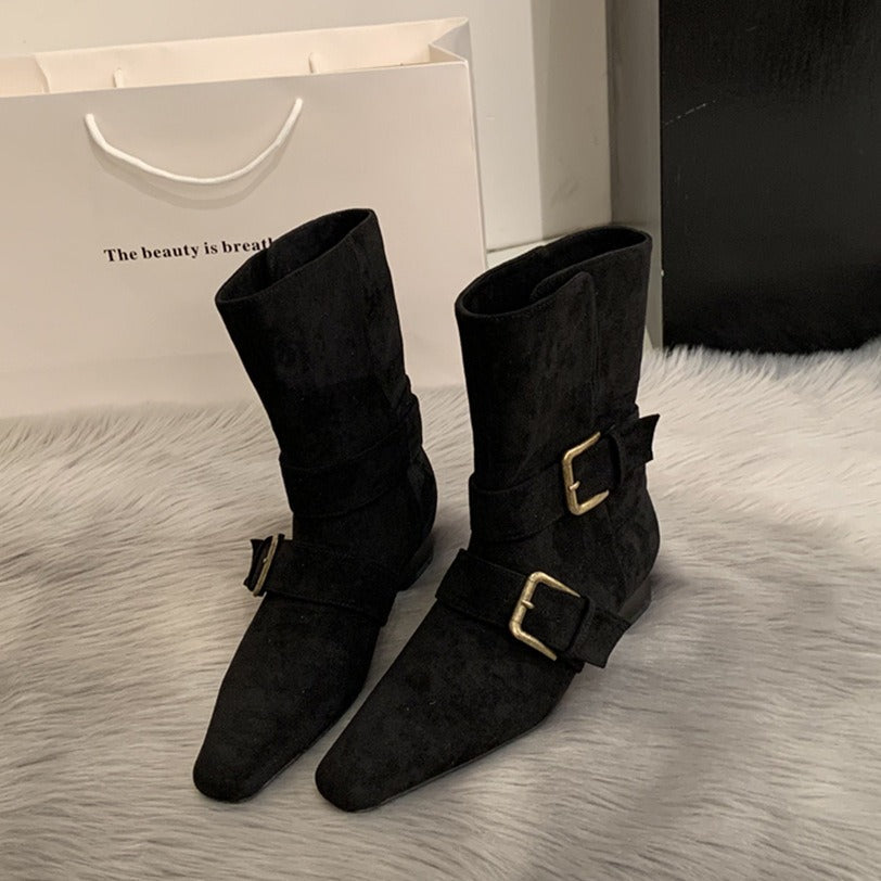 British-Style Wide-Mouthed Ankle Boots Newgew