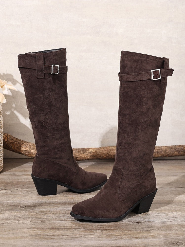 Belts High-Heeled Boots With Thick And Tall Uppers Newgew