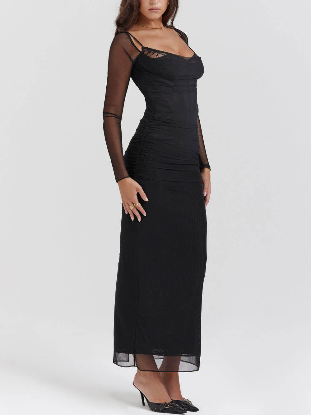 Black Backless Bodycon Suspender Maxi Dress Newgew Dresses
