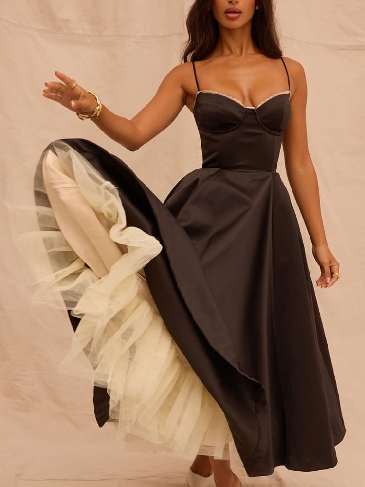 Black Tulle Midi Dress Newgew Dresses