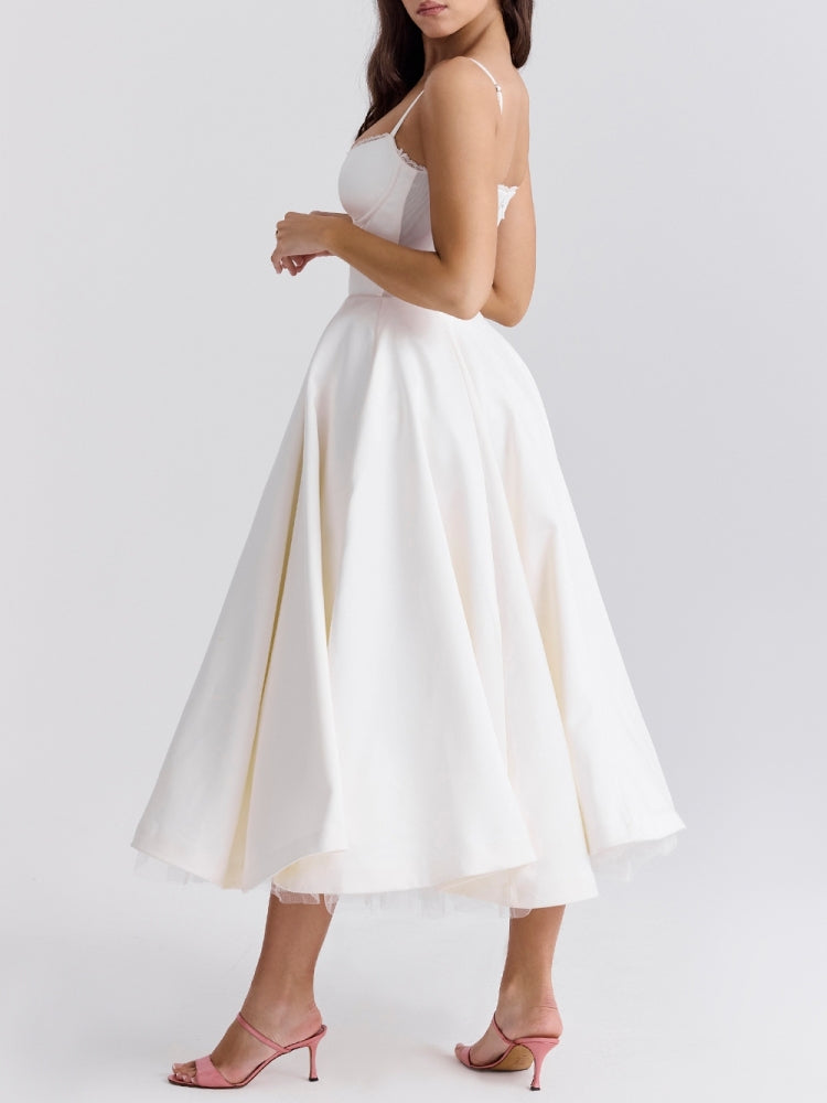 White Tulle Midi Dress Newgew Dresses
