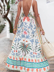Vacation Beach V-Neck Floral Print Maxi Dress Newgew Dresses