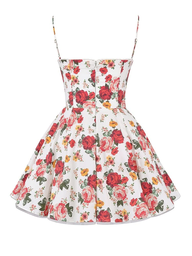 Italian Rose Print Tulle Mini Dress Newgew Dresses