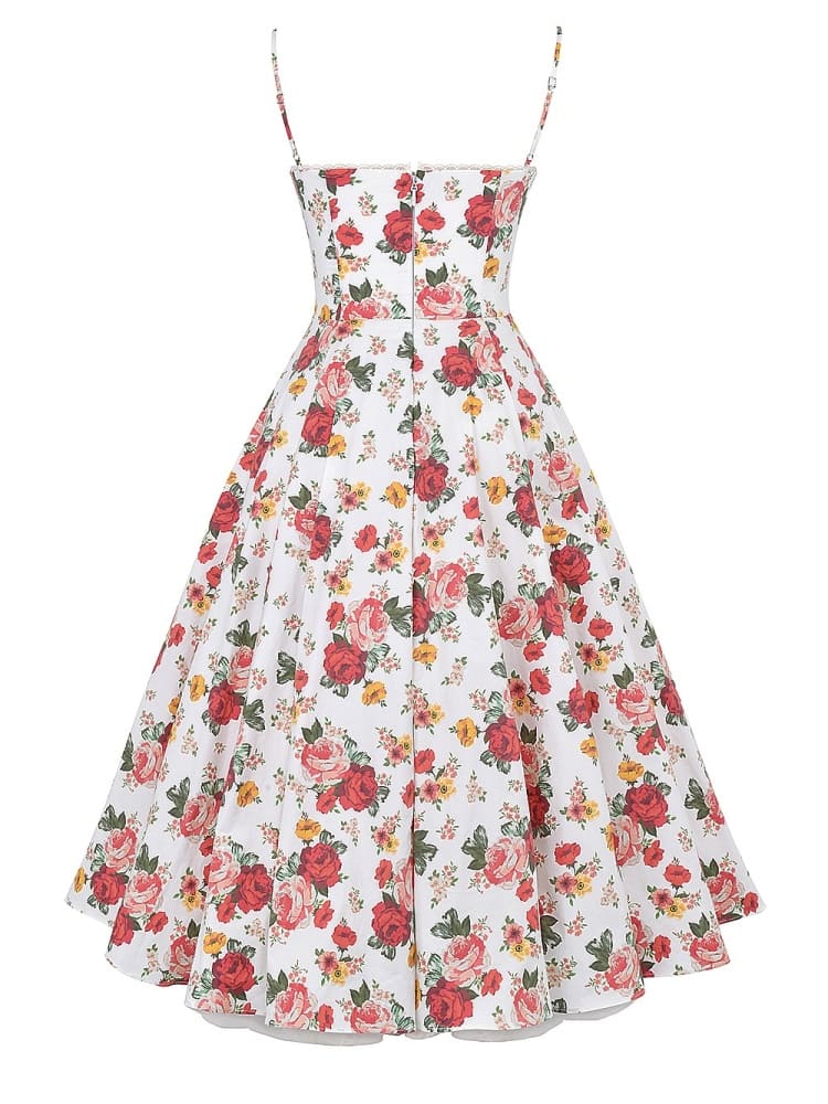 Italian Rose Print Tulle Midi Dress Newgew Dresses