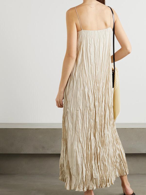 Crinkled Doll Maxi Dress - Neutrals Newgew Dresses