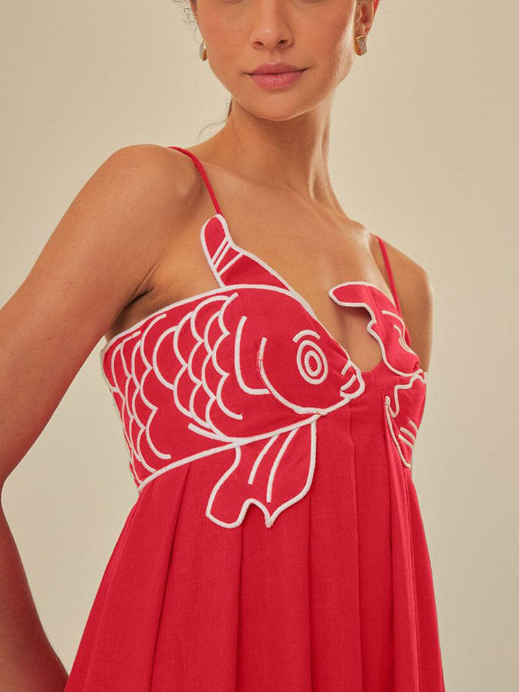 Fish Top Linen Blend Maxi Dress Newgew Dresses