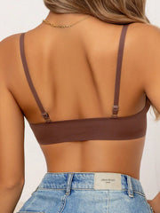 Solid Double Front Closures Wireless Bra Brown NewGew